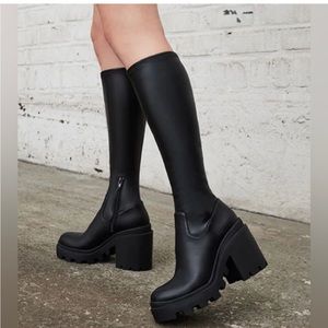 Steve Madden Roxanna Stretch Faux Leather Knee High Boots